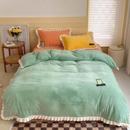 金爱家2021新款牛奶绒230g糖果色单被套 糖果色-明绿