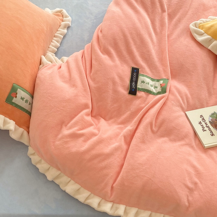 91家纺网 家纺一手货源 找家纺 金爱家2021新款牛奶绒230g糖果色单被套 糖果色-樱花粉