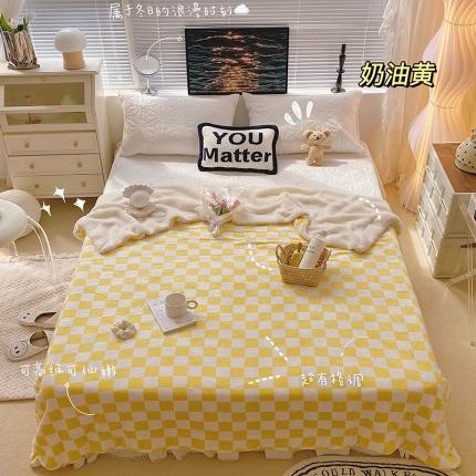 91家纺网 家纺一手货源 找家纺 （总）顾里家纺 2021新款棋盘格牛奶羊羔绒毯