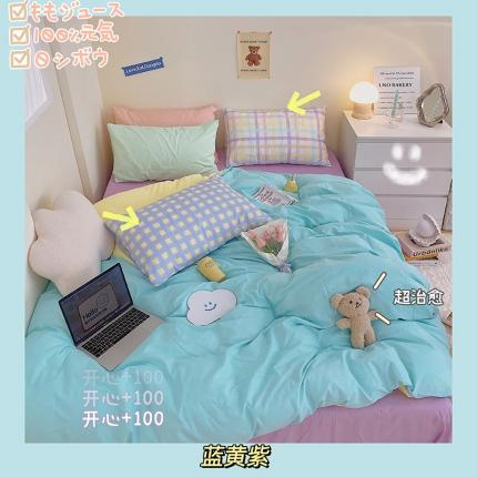 91家纺网 家纺一手货源 找家纺 （总）顾里家纺2021新款40支高密度奶油撞色水洗棉四件套