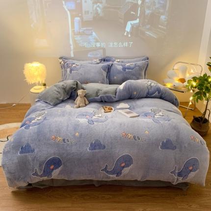慕尚 2022新款5D雪花绒四件套 小鲸鱼