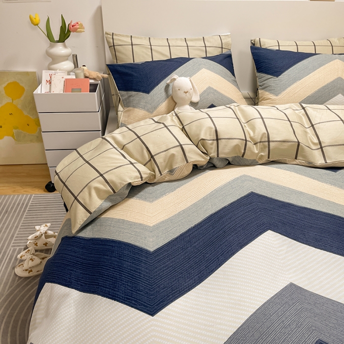 91家纺网 家纺一手货源 找家纺 芊寻家居 2024年新款全棉印花13372四件套交响曲