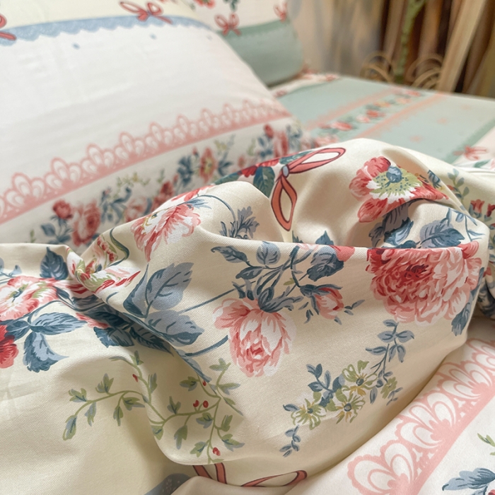 91家纺网 家纺一手货源 找家纺 芊寻家居 2024年新款全棉印花13372四件套思恋白