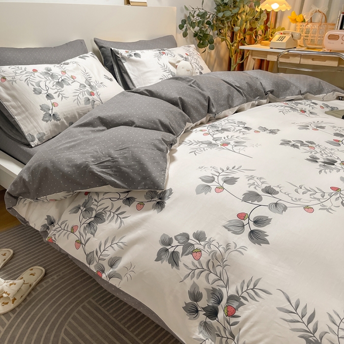 91家纺网 家纺一手货源 找家纺 芊寻家居 2024新款全棉印花13372单被套 画莓