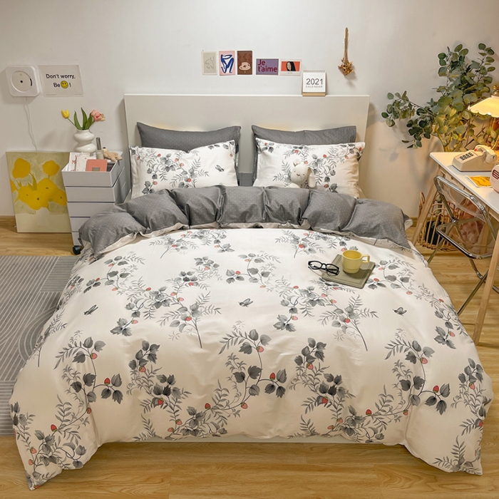 91家纺网 家纺一手货源 找家纺 芊寻家居 2024新款全棉印花13372单被套 画莓