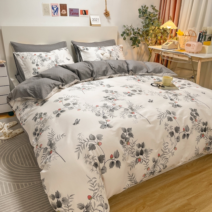 91家纺网 家纺一手货源 找家纺 芊寻家居 2024新款全棉印花13372单被套 画莓