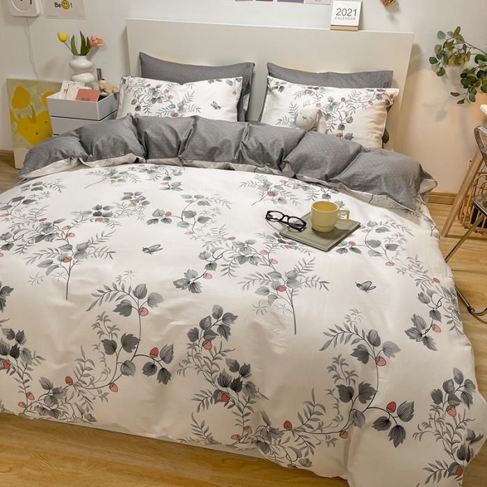 91家纺网 家纺一手货源 找家纺 芊寻家居 2024新款全棉印花13372单被套 画莓