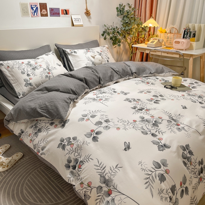 91家纺网 家纺一手货源 找家纺 芊寻家居 2024新款全棉印花13372单被套 画莓