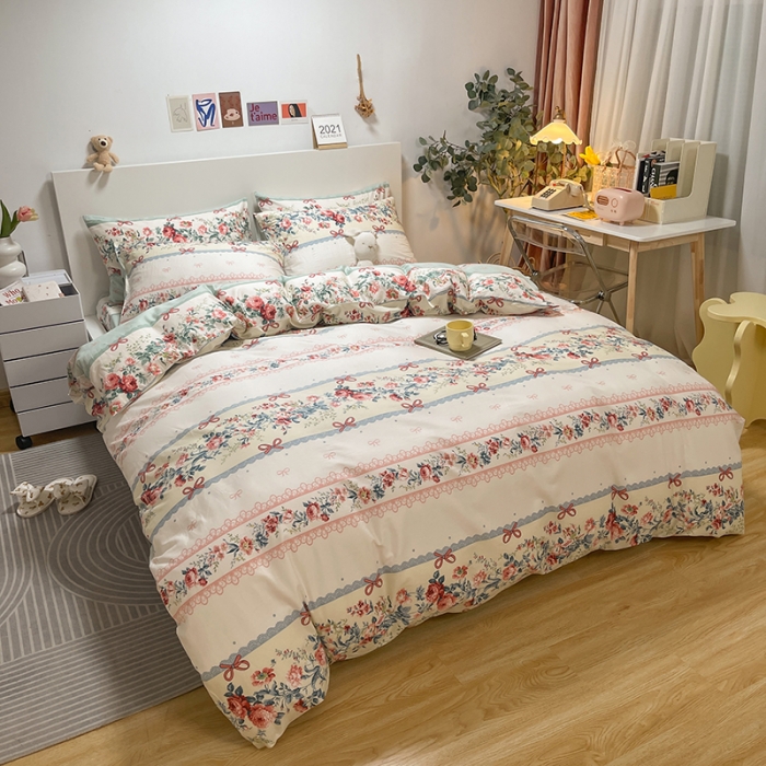 91家纺网 家纺一手货源 找家纺 芊寻家居 2024新款全棉印花13372单被套 思恋白