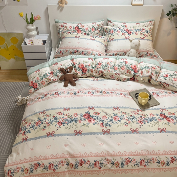 91家纺网 家纺一手货源 找家纺 芊寻家居 2024新款全棉印花13372单被套 思恋白