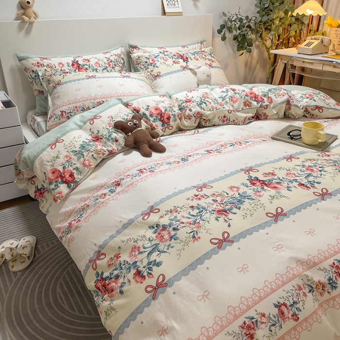 91家纺网 家纺一手货源 找家纺 芊寻家居 2024新款全棉印花13372单被套 思恋白