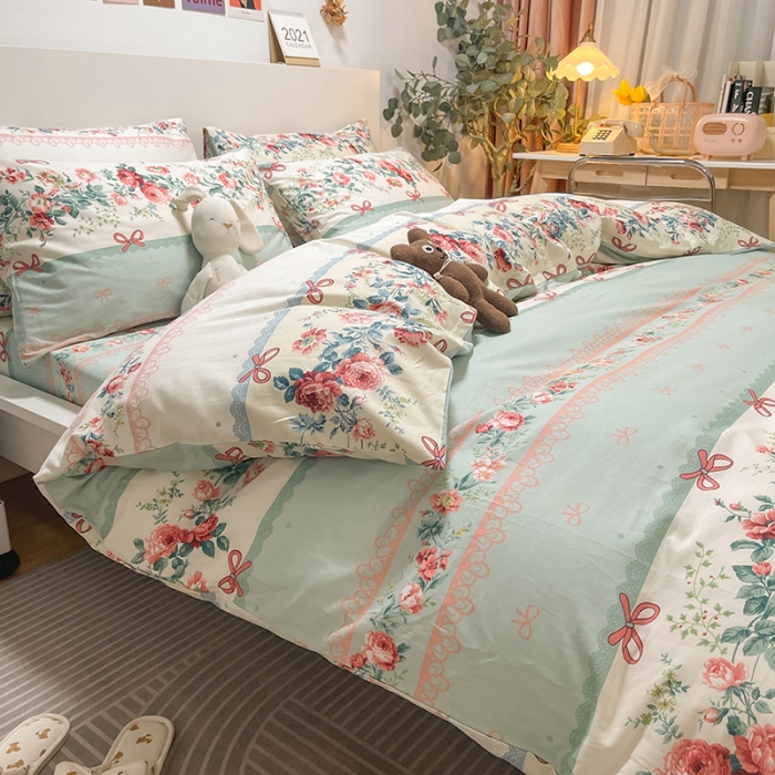 91家纺网 家纺一手货源 找家纺 芊寻家居 2024新款全棉印花13372单被套 思恋蓝