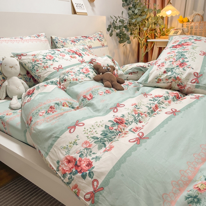 91家纺网 家纺一手货源 找家纺 芊寻家居 2024新款全棉印花13372单被套 思恋蓝