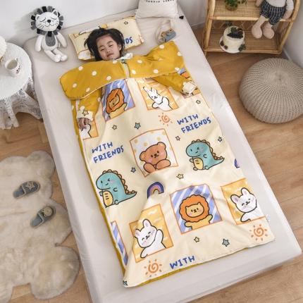 91家纺网 家纺一手货源 找家纺 吉咪兔2022新款大豆纤维卡通儿童睡袋防踢被-袖子款星空宝贝