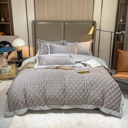 91家纺网 家纺一手货源 找家纺 米奈 2021新款高克重婴儿绒印花四件套 贝达-灰