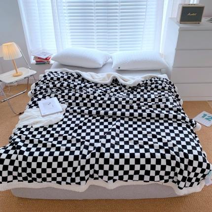 网客家纺 2024新款棋盘格多功能毯 黑