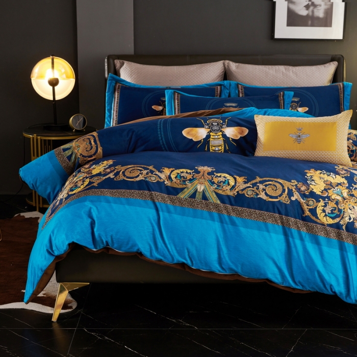 91家纺网 家纺一手货源 找家纺 ds生活馆2021新款奢系列数码印花水晶绒牛奶绒四件套 北欧印象