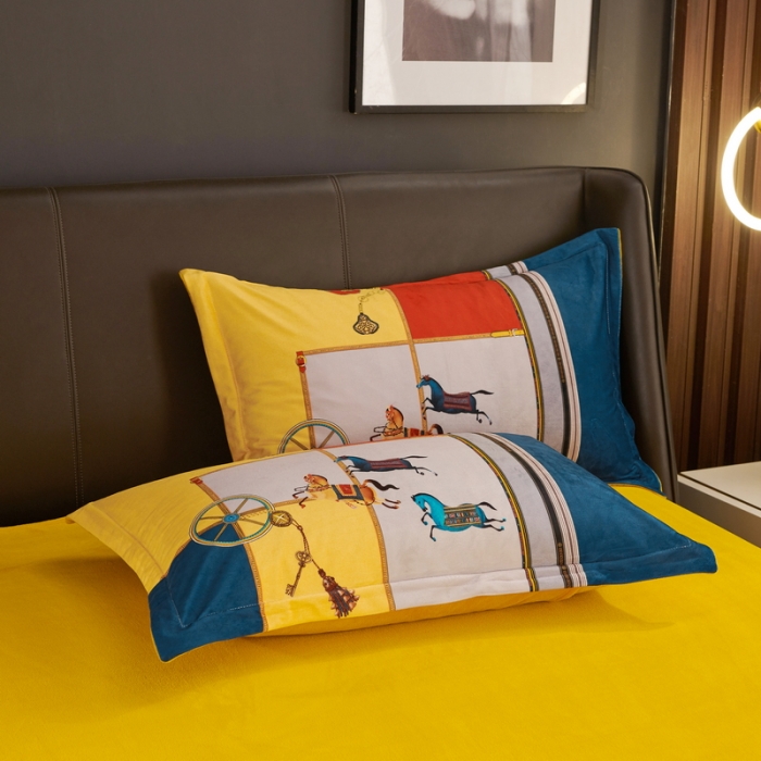 91家纺网 家纺一手货源 找家纺 ds生活馆2021新款奢系列数码印花水晶绒牛奶绒四件套 伯爵