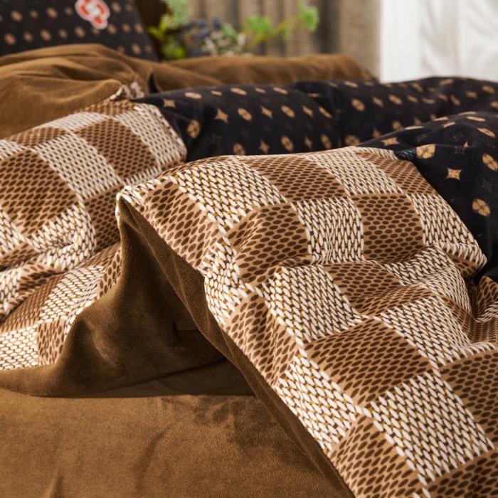 91家纺网 家纺一手货源 找家纺 ds生活馆2021新款奢系列数码印花水晶绒牛奶绒四件套 经典古琦