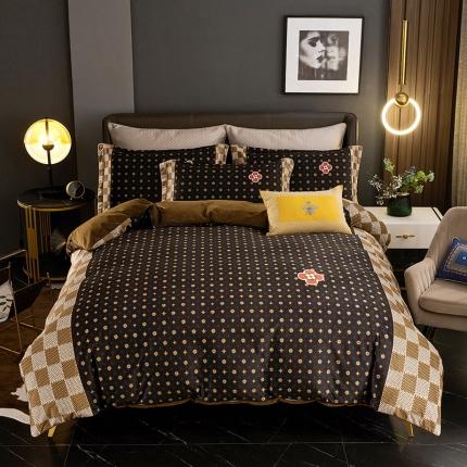 ds生活馆2021新款奢系列数码印花水晶绒牛奶绒四件套 经典古琦