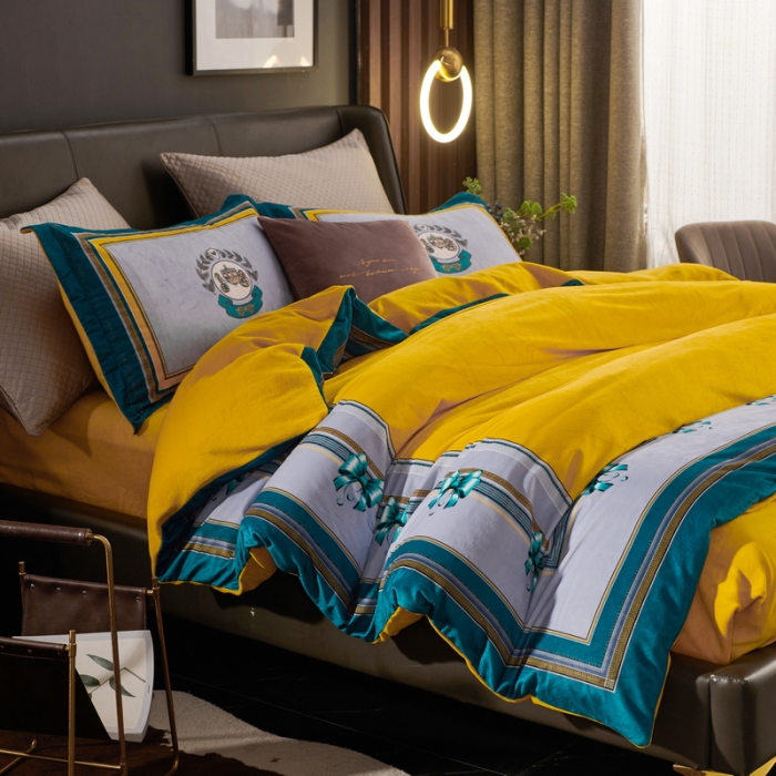 91家纺网 家纺一手货源 找家纺 ds生活馆2021新款奢系列数码印花水晶绒牛奶绒四件套 恋曲