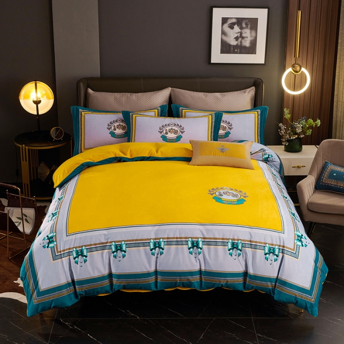 91家纺网 家纺一手货源 找家纺 ds生活馆2021新款奢系列数码印花水晶绒牛奶绒四件套 恋曲