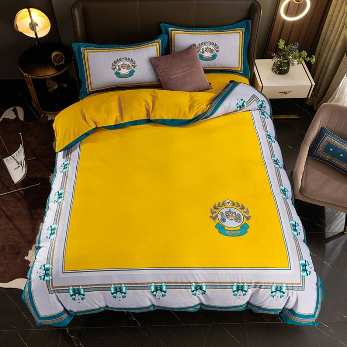 91家纺网 家纺一手货源 找家纺 ds生活馆2021新款奢系列数码印花水晶绒牛奶绒四件套 恋曲