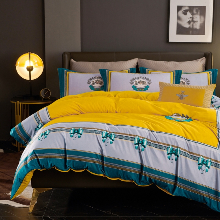 91家纺网 家纺一手货源 找家纺 ds生活馆2021新款奢系列数码印花水晶绒牛奶绒四件套 恋曲