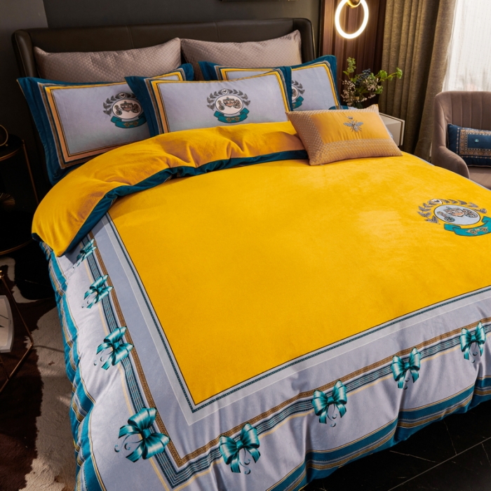 91家纺网 家纺一手货源 找家纺 ds生活馆2021新款奢系列数码印花水晶绒牛奶绒四件套 恋曲