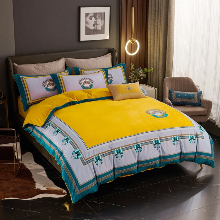 91家纺网 家纺一手货源 找家纺 ds生活馆2021新款奢系列数码印花水晶绒牛奶绒四件套 恋曲