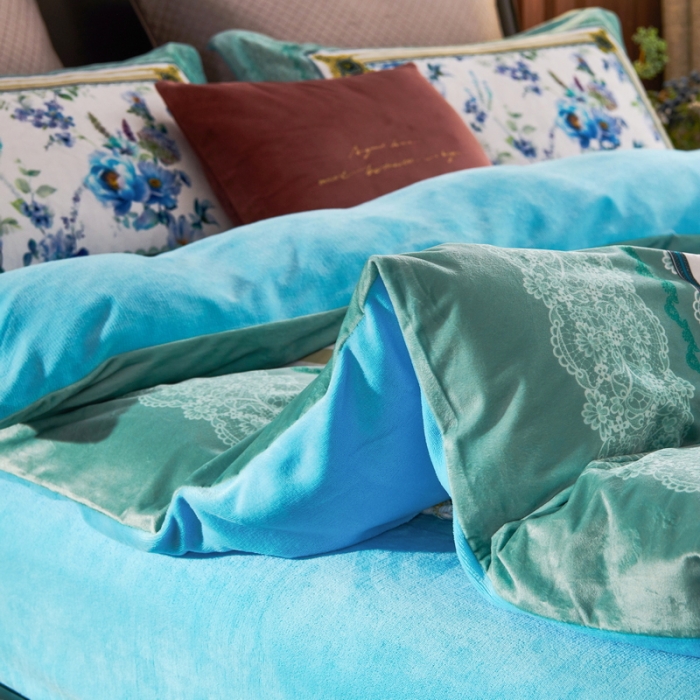 91家纺网 家纺一手货源 找家纺 ds生活馆2021新款奢系列数码印花水晶绒牛奶绒四件套 漫漫花开