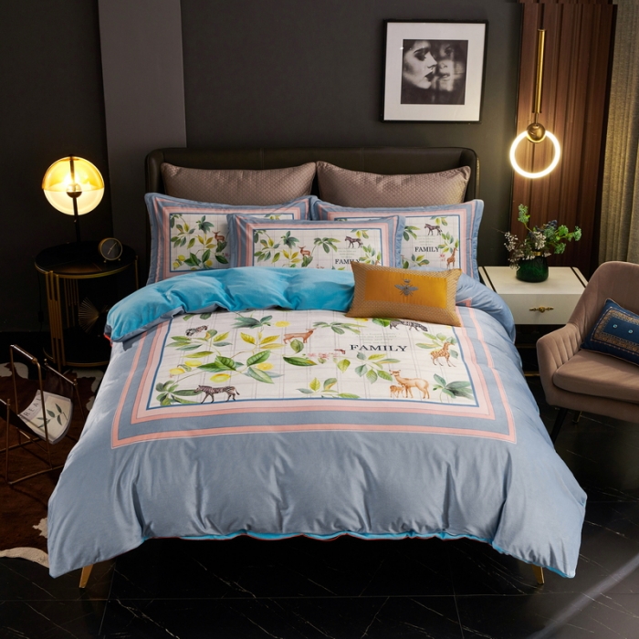 91家纺网 家纺一手货源 找家纺 ds生活馆2021新款奢系列数码印花水晶绒牛奶绒四件套 清香幽梦