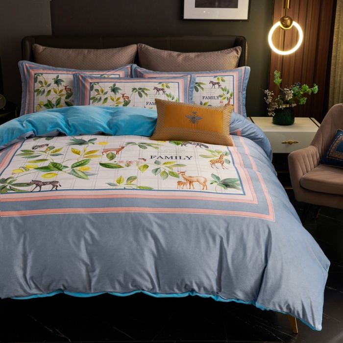 91家纺网 家纺一手货源 找家纺 ds生活馆2021新款奢系列数码印花水晶绒牛奶绒四件套 清香幽梦