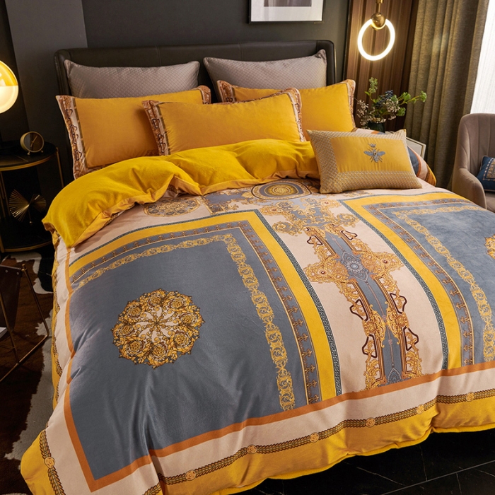 91家纺网 家纺一手货源 找家纺 ds生活馆2021新款奢系列数码印花水晶绒牛奶绒四件套 盛世王朝