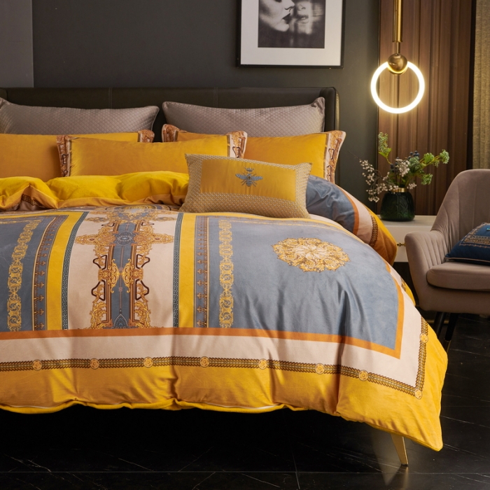 91家纺网 家纺一手货源 找家纺 ds生活馆2021新款奢系列数码印花水晶绒牛奶绒四件套 盛世王朝