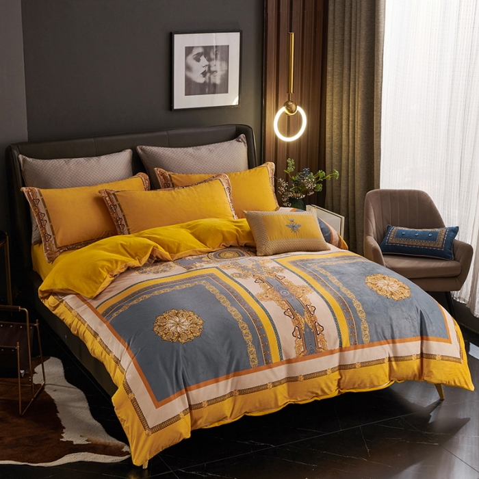 91家纺网 家纺一手货源 找家纺 ds生活馆2021新款奢系列数码印花水晶绒牛奶绒四件套 盛世王朝