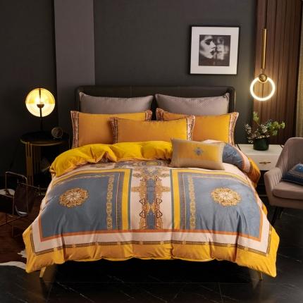 ds生活馆2021新款奢系列数码印花水晶绒牛奶绒四件套 盛世王朝