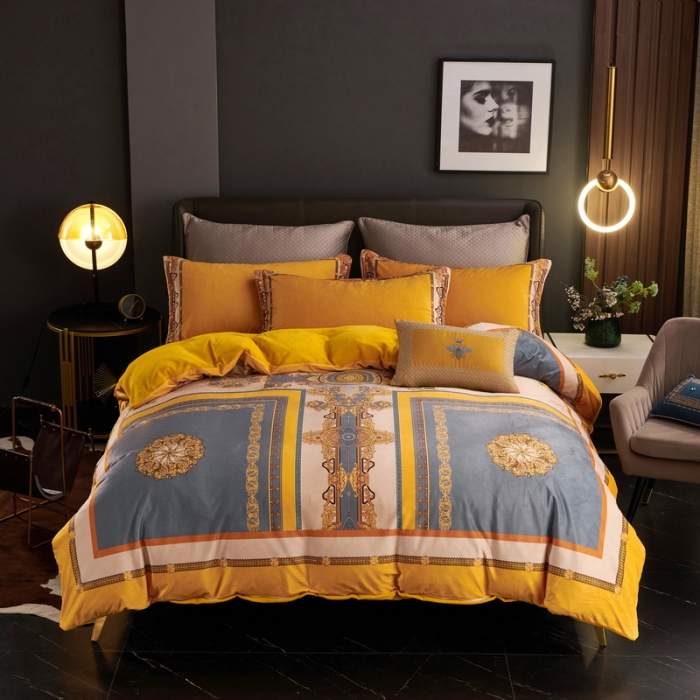 91家纺网 家纺一手货源 找家纺 ds生活馆2021新款奢系列数码印花水晶绒牛奶绒四件套 盛世王朝