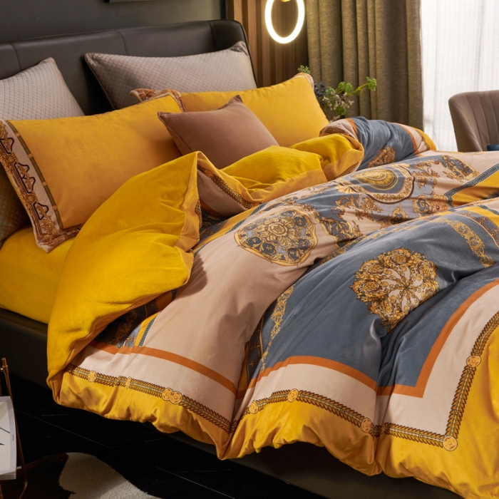 91家纺网 家纺一手货源 找家纺 ds生活馆2021新款奢系列数码印花水晶绒牛奶绒四件套 盛世王朝