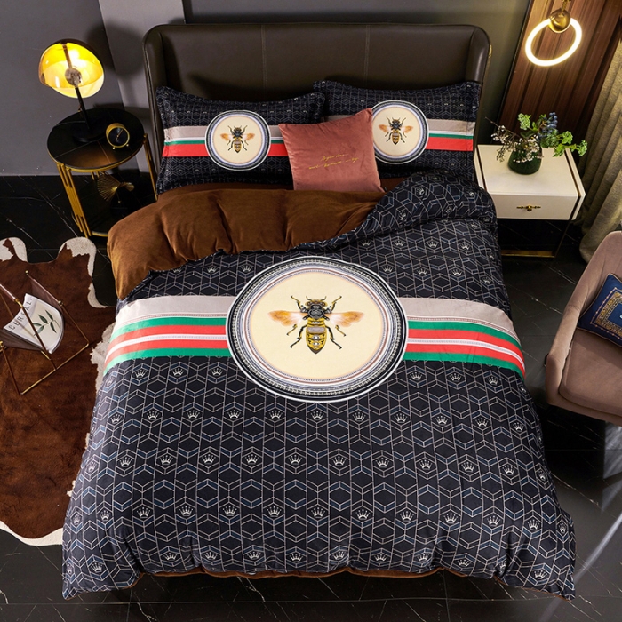 91家纺网 家纺一手货源 找家纺 ds生活馆2021新款奢系列数码印花水晶绒牛奶绒四件套 约瑟