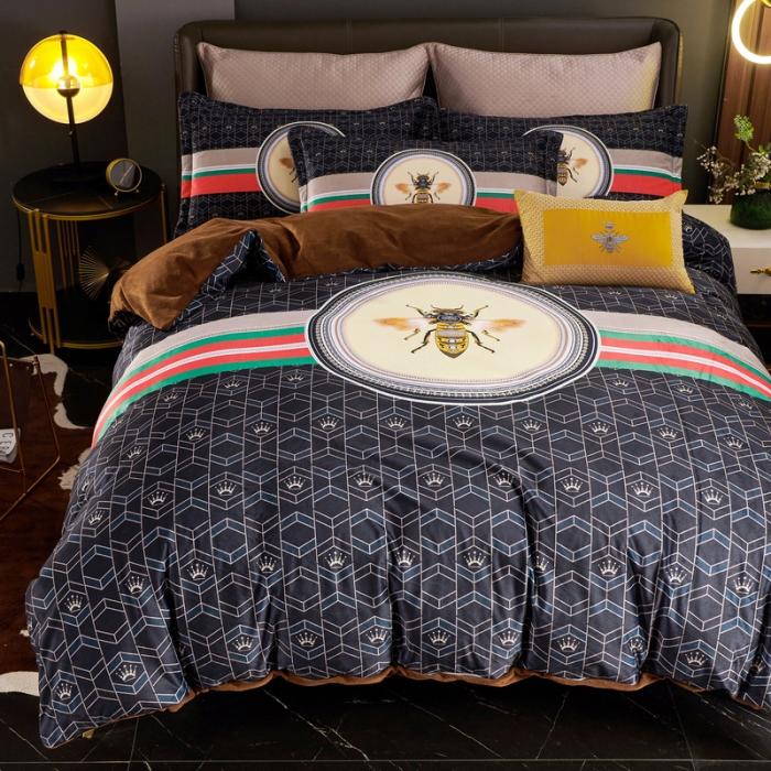 91家纺网 家纺一手货源 找家纺 ds生活馆2021新款奢系列数码印花水晶绒牛奶绒四件套 约瑟