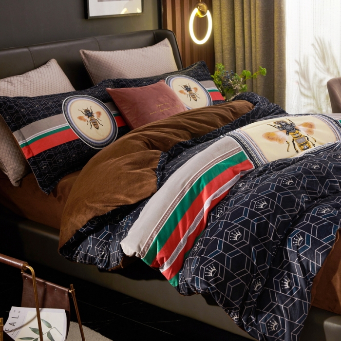 91家纺网 家纺一手货源 找家纺 ds生活馆2021新款奢系列数码印花水晶绒牛奶绒四件套 约瑟