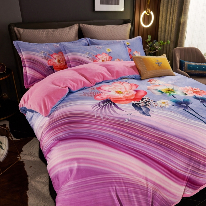 91家纺网 家纺一手货源 找家纺 ds生活馆2021新款奢系列数码印花水晶绒牛奶绒四件套 云海之上