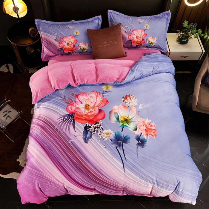 91家纺网 家纺一手货源 找家纺 ds生活馆2021新款奢系列数码印花水晶绒牛奶绒四件套 云海之上