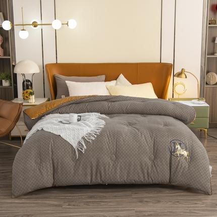 91家纺网 家纺一手货源 找家纺 丽卡家纺  2023新款格林冬被 咖啡色