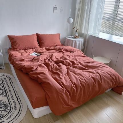 91家纺网 家纺一手货源 找家纺 （总）希文 2021新款纯色ins风全棉磨毛四件套 尘灰粉