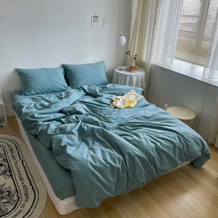 91家纺网 家纺一手货源 找家纺 （总）希文 2021新款纯色ins风全棉磨毛四件套 尘灰粉