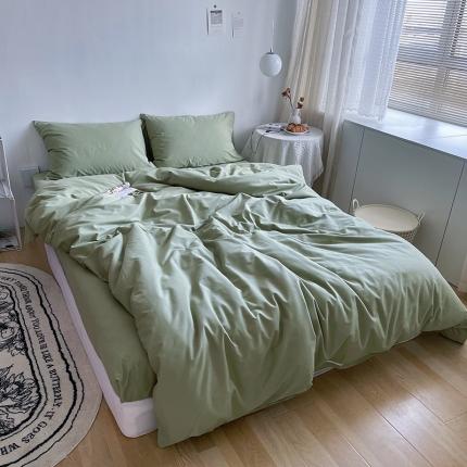 91家纺网 家纺一手货源 找家纺 （总）希文 2021新款纯色ins风全棉磨毛四件套 尘灰粉