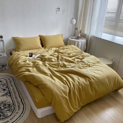 91家纺网 家纺一手货源 找家纺 （总）希文 2021新款纯色ins风全棉磨毛四件套 尘灰粉