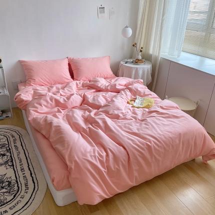 91家纺网 家纺一手货源 找家纺 （总）希文 2021新款纯色ins风全棉磨毛四件套 尘灰粉